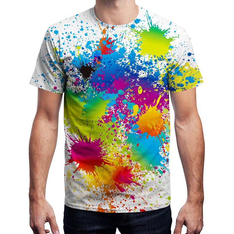 LAIDIPAS Colorful Shirts Unisex 3D Graphic T-Shirts Unisex Casual Top Tees for Men Women White M - Image 3